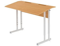 Стол с наклоном столешницы 10° школьный 2-местный 5-7 г/р регулируемый (бук, м/к серый, плоскоовальная труба)