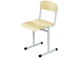 Стул школьный ученический 3-5 г/р регулируемый (фанера, м/к серый, круглая труба)