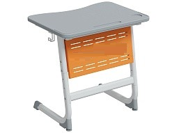 Стол 1-местный школьный 5-7 г/р "Логика" PL с наклоном столешницы 0-15° и перфорированным экраном (серый/оранжевый, м/к белый)