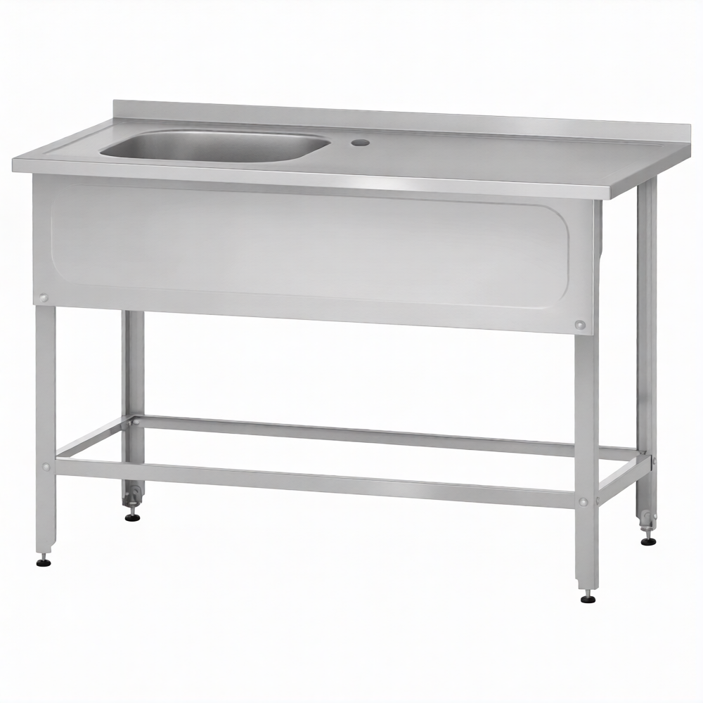 Ванна с рабочей поверхностью РПЦн  860х1000х700 левое м/о, борт, экран (ножка угловая)