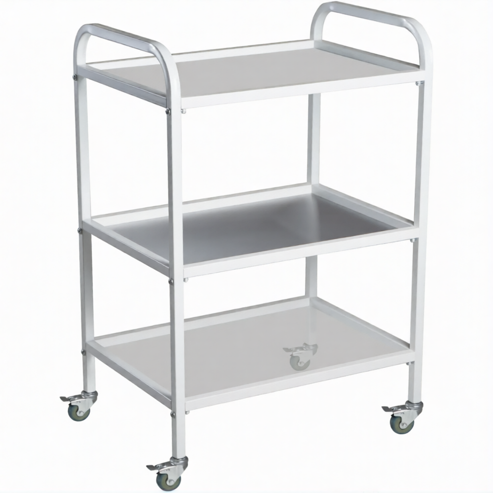 Столик медицинский инструментальный СМИ-03 (полки металл, колёса серая резина)