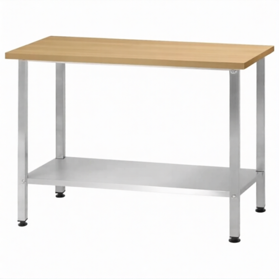 Стол кондитерский СПРн 860х1200х600 «Norma Inox» бук/40 (полка сплошная; ножка проф., тр. 40)