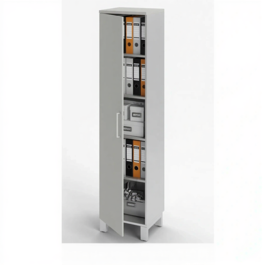Шкаф для документов П-23.1 с замком (ЛДСП серый, каркас серый)